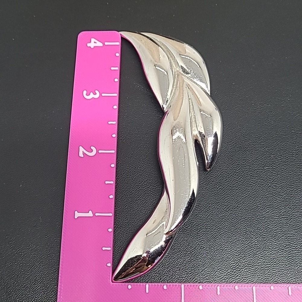 Vintage Givenchy Brooch Silver Tone Abstract Leaf Flame Pin Designer